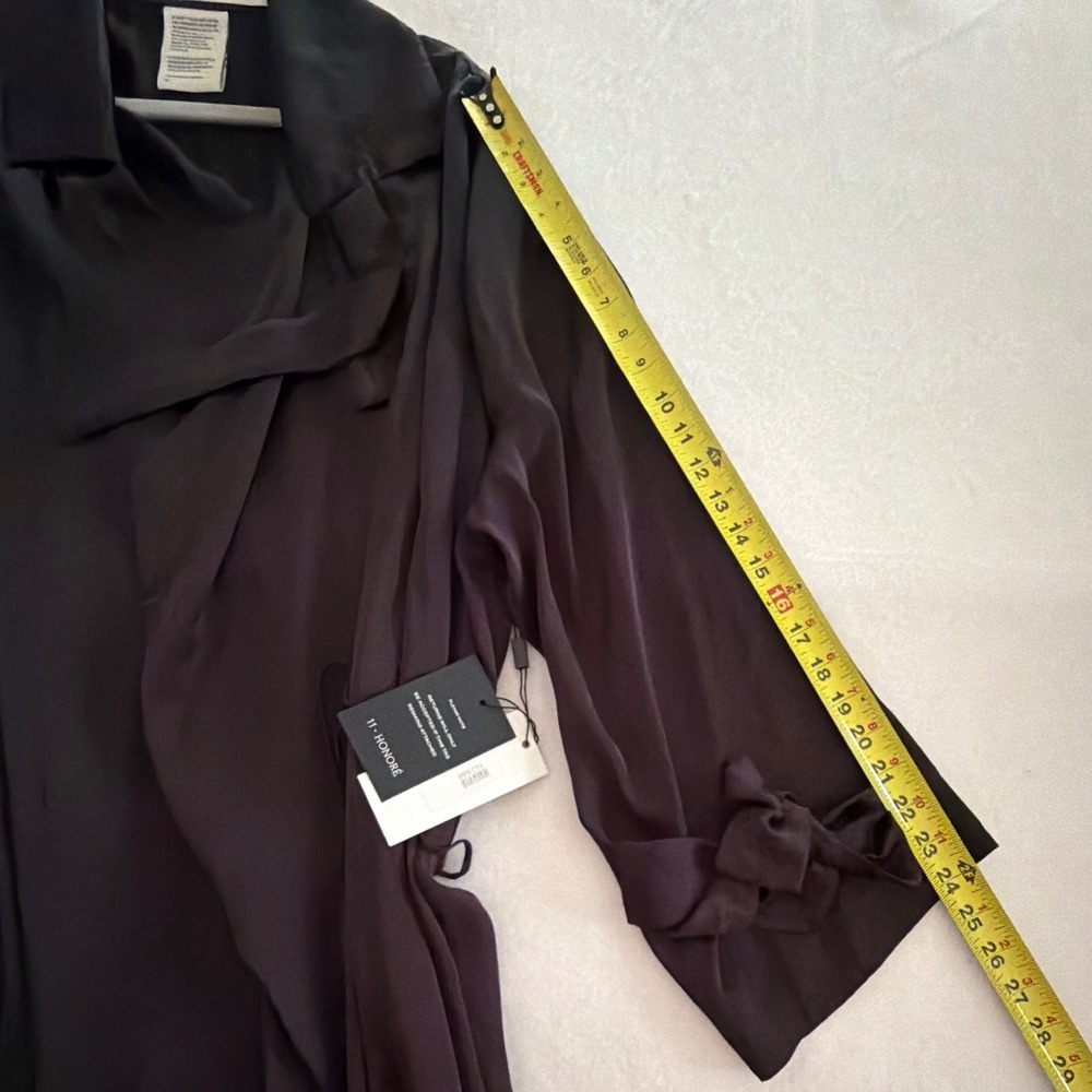 Juan Carlos Obando Womens Streamer Trench Coat Black Viscose Duster Bow Cuff NEW - Picture 9 of 10